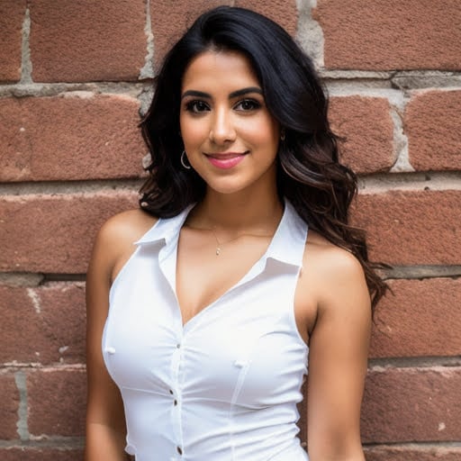 woman model headshot with white clothes