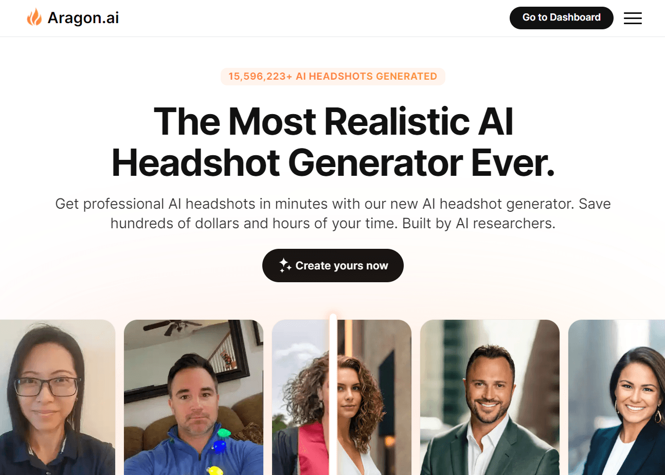 Aragon AI Headshot Generator - Landing Page