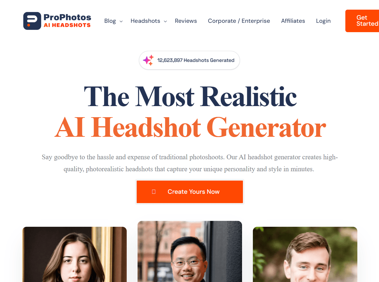 ProPhotos AI Headshot Generator - Landing Page